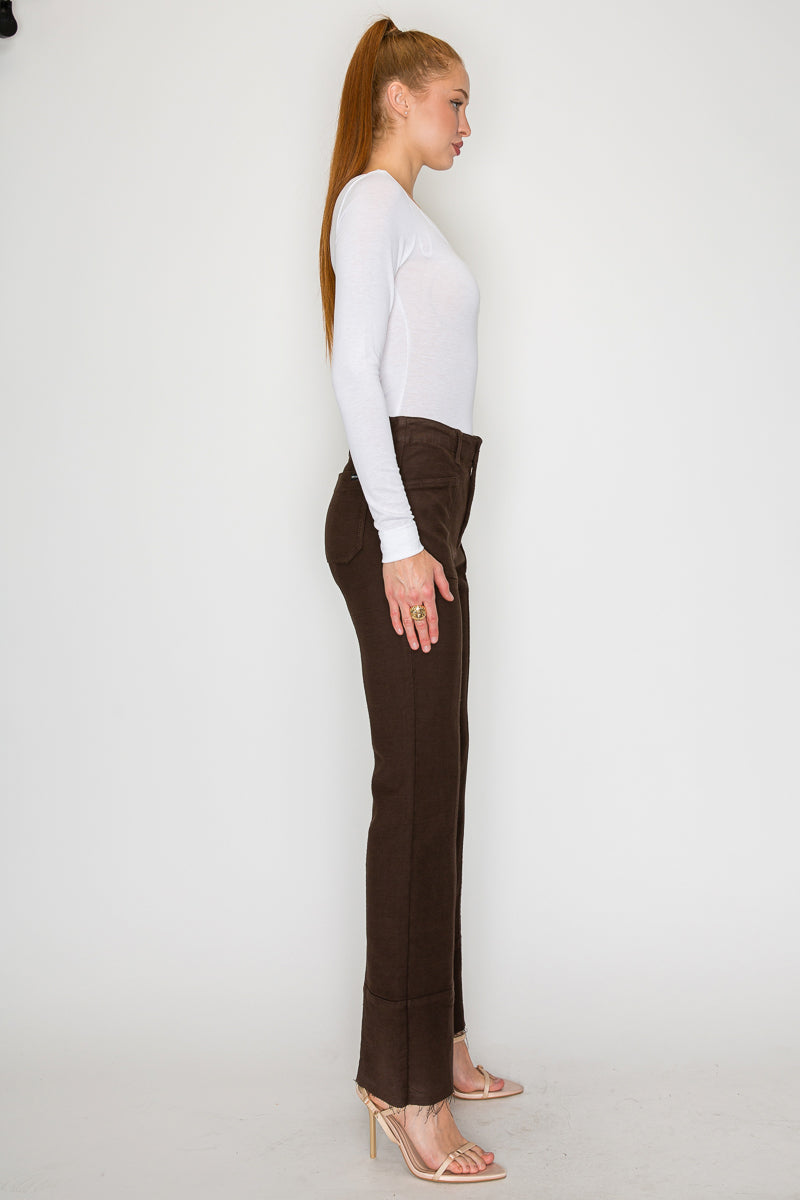 Tummy Control High Rise Bootcut Jeans Rich Brown Wash — Sophisticated Everyday Style - DENIM (NEW)