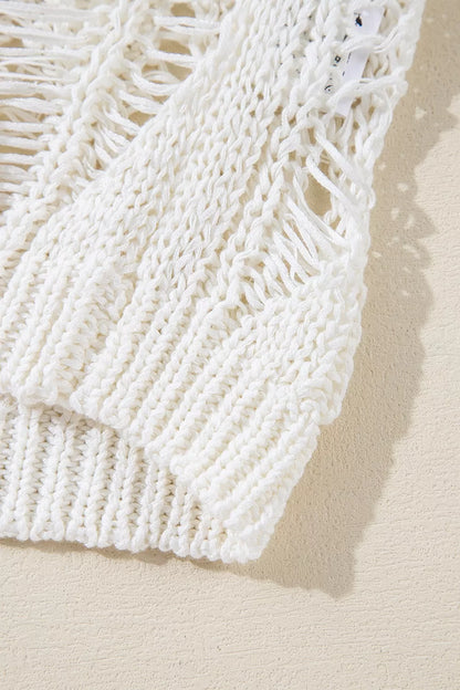 Women's Hollow Out Long Sleeve Knit Cover Up - Knit Tops