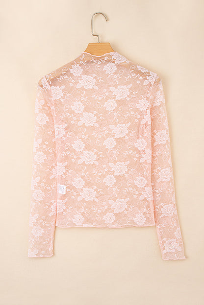 Floral Sheer Mesh Long Sleeve Top