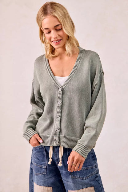 Vintage Washed V Neck Cardigan | Trendy Cardigans Outfit Idea for Women by Ro + Ivy | Elevated Basics, Modern Comfort & Style