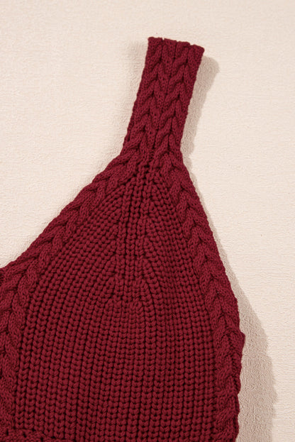 Pointelle Slim Fit Sweater Tank — Sexy Open Knit Everyday Wardrobe Style -