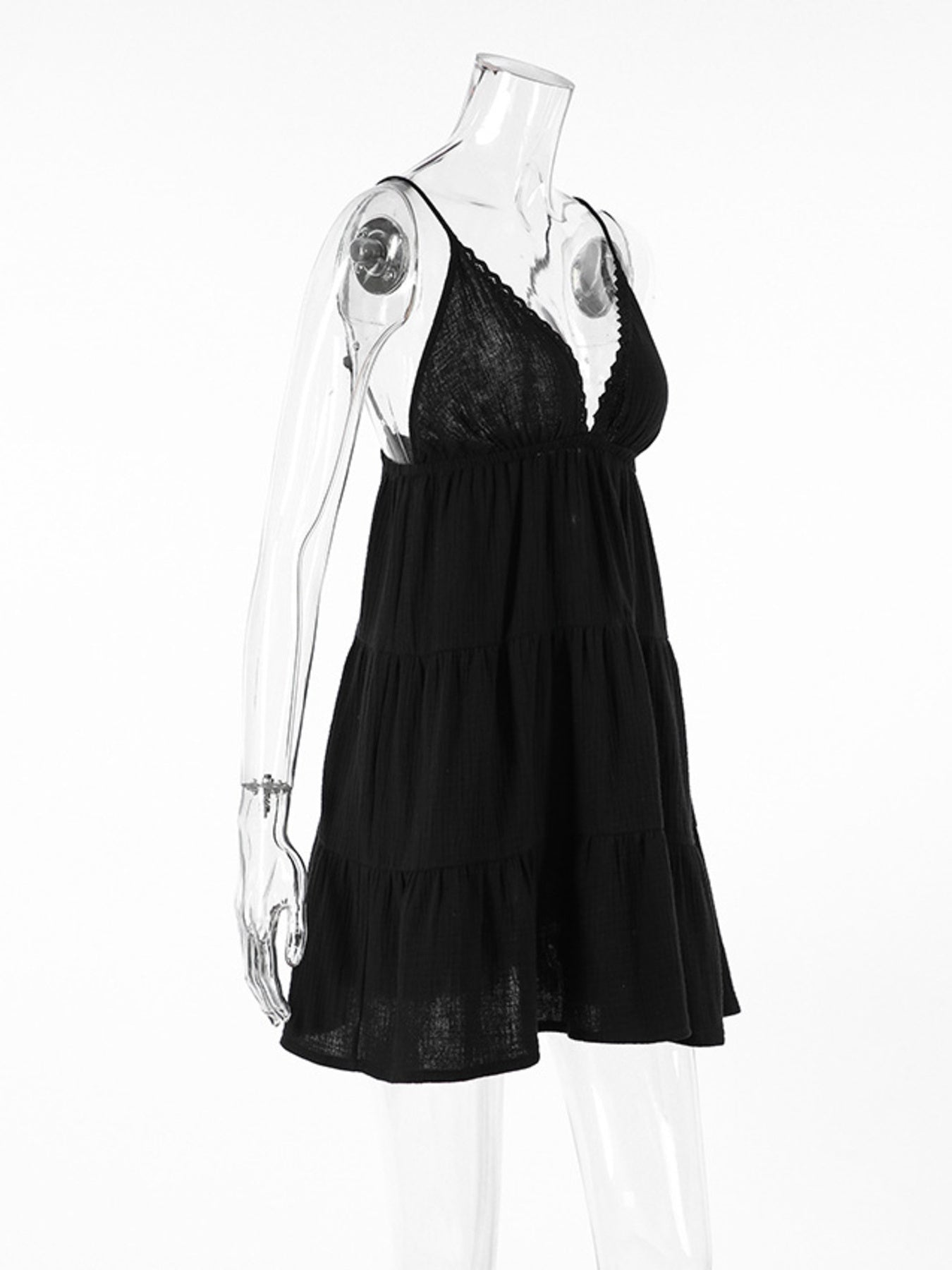 V-Neck Tiered Mini Dress - Mini Dresses
