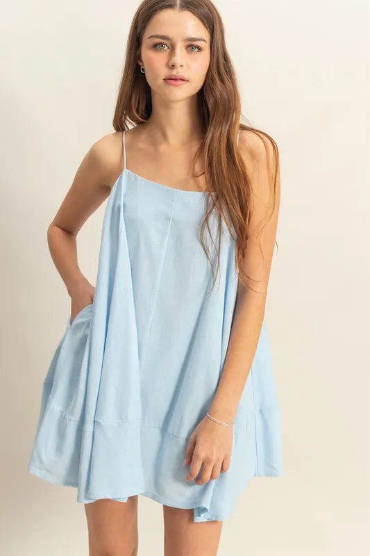 A-Line Flowy Cami Mini Dress With Pockets – L.BLUE outfit idea for women | Ro + Ivy