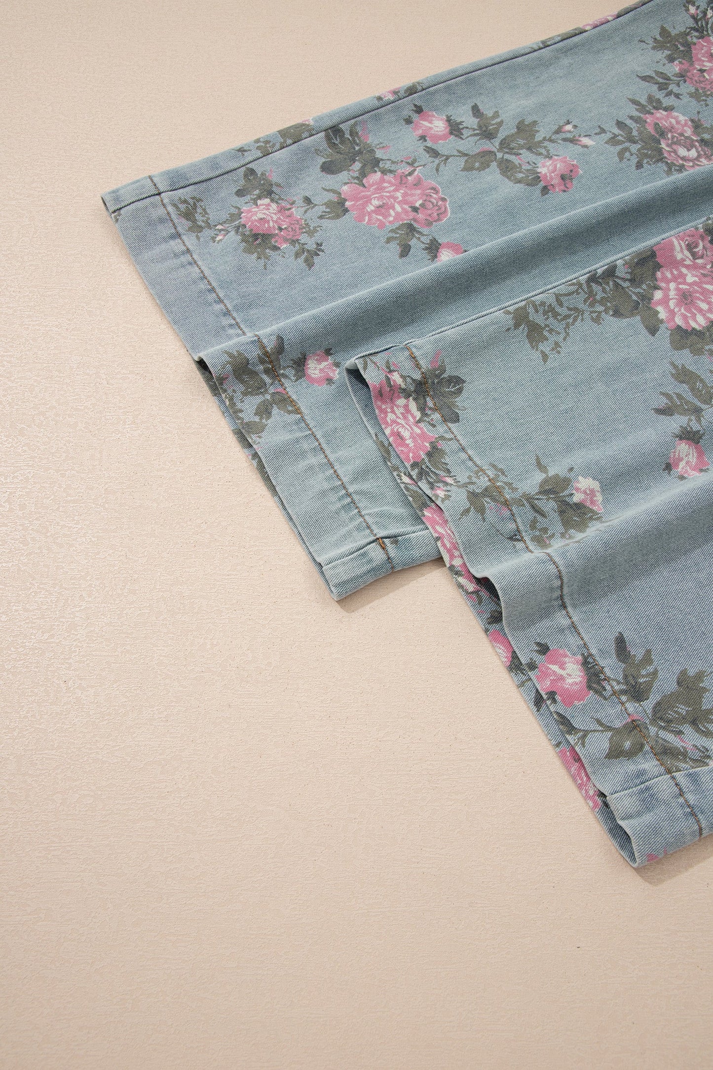 Floral Print Denim Wide Leg Adjustable Strap Jumpsuit — Boho Effortless Everyday Style - Jumpsuits & Rompers