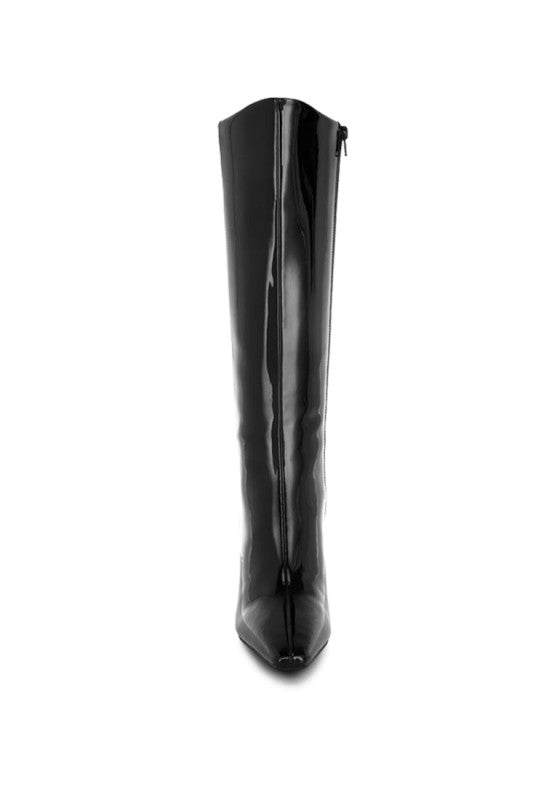 Patent Faux Leather 3 Inch Snip Toe Knee High Boots | Trendy Boots Outfit Idea for Women by Ro + Ivy | Elevated Basics, Modern Comfort & Style