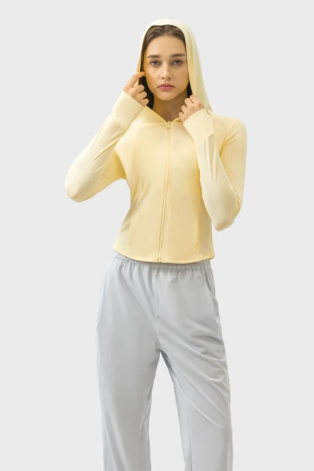 Hooded Zip Up Long Sleeve Activewear Jacket