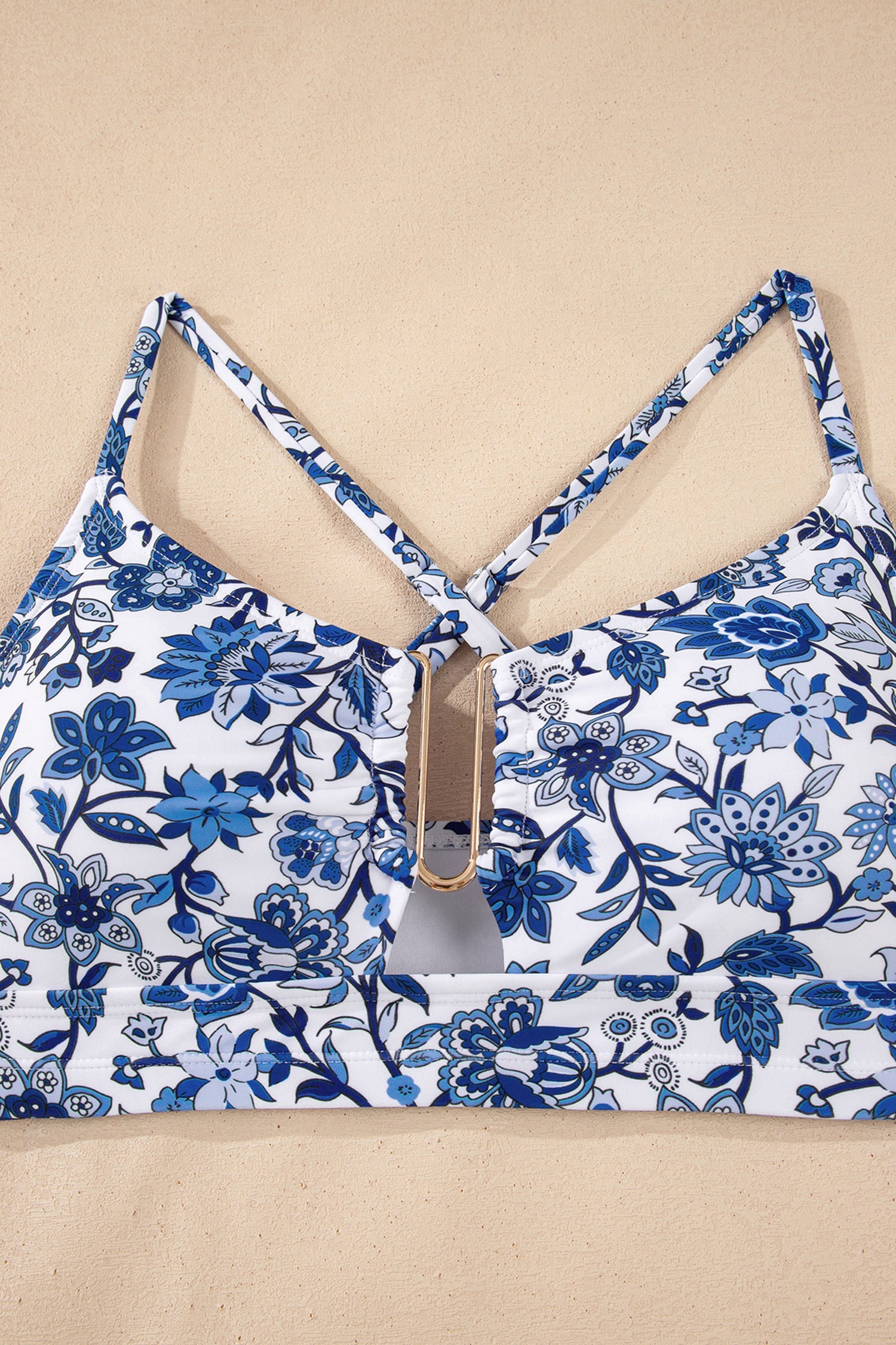 Swimwear High-Waisted Two-Piece Bikini Floral Print Keyhole — Chic Beach Style - Swimwear/Bikinis