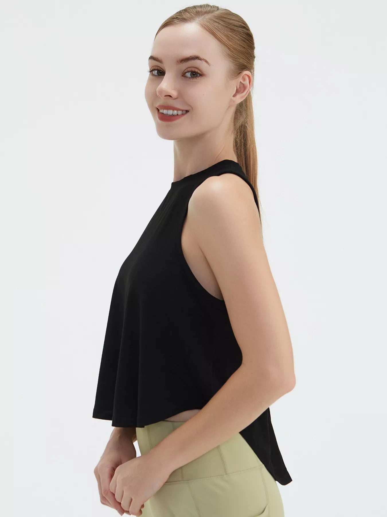 Back Cutout Round Neck Activewear Tank