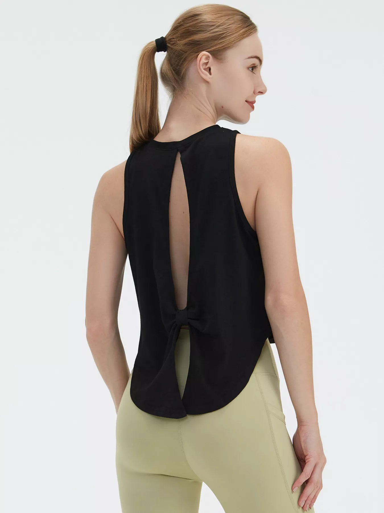 Back Cutout Round Neck Activewear Tank