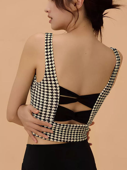 Houndstooth Crisscross Back Brami