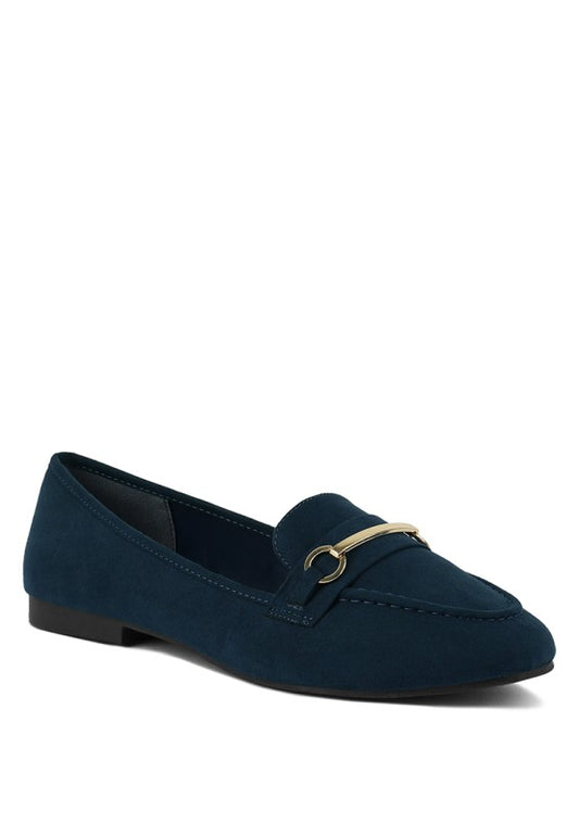 Navy Microfiber Closed Toe Formal Slip-On Loafers | Trendy Loafers Outfit Idea for Women by Ro + Ivy | Elevated Basics, Modern Comfort & Style