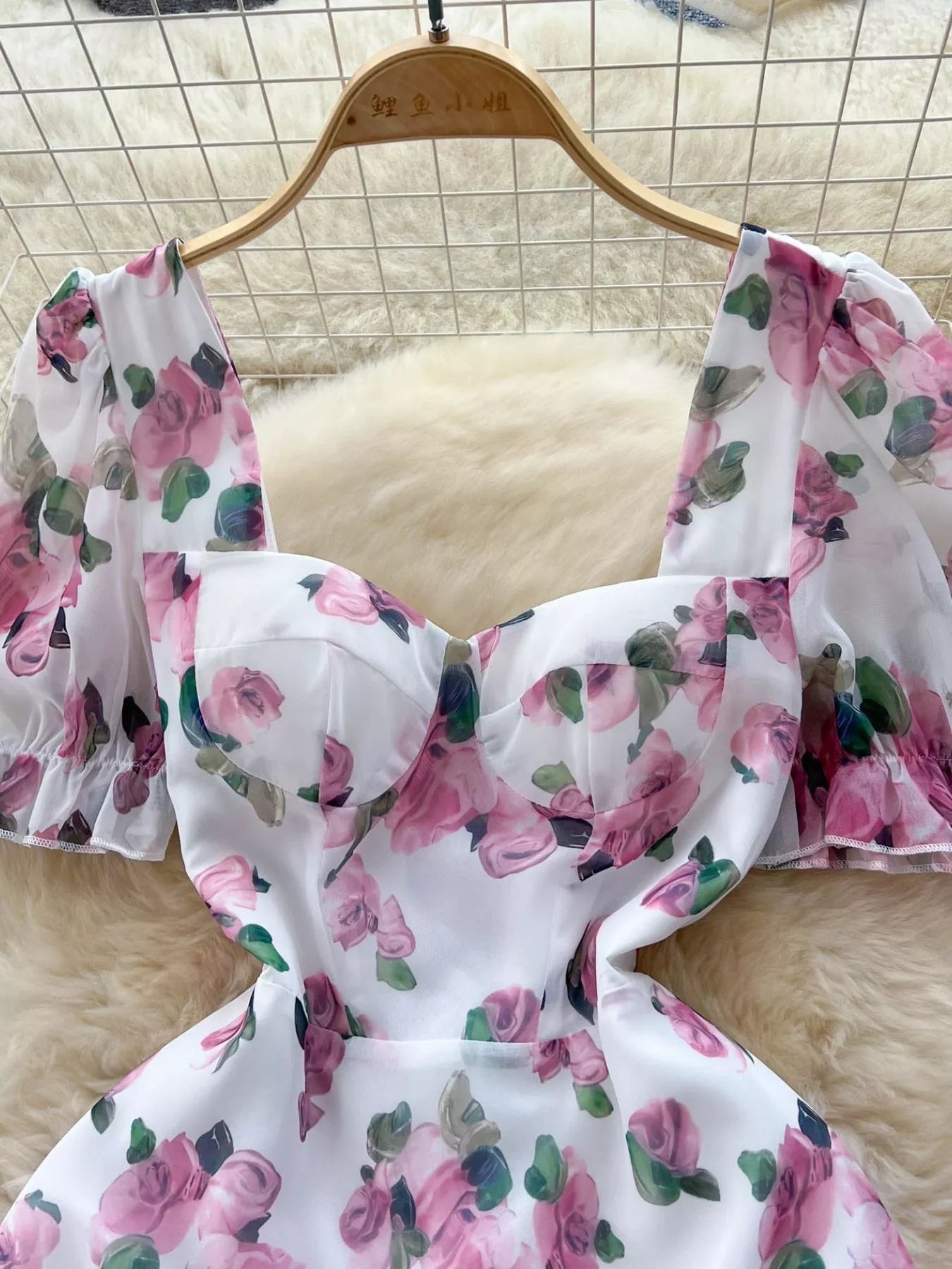Women's Floral Print Ruffle Hem Midi Dress - Midi Dresses