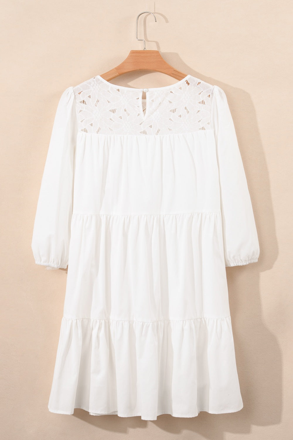 3/4 Sleeve Tiered Mini Dress with Pockets - Mini Dresses