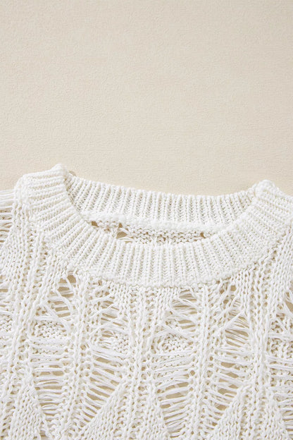 Women's Hollow Out Long Sleeve Knit Cover Up - Knit Tops
