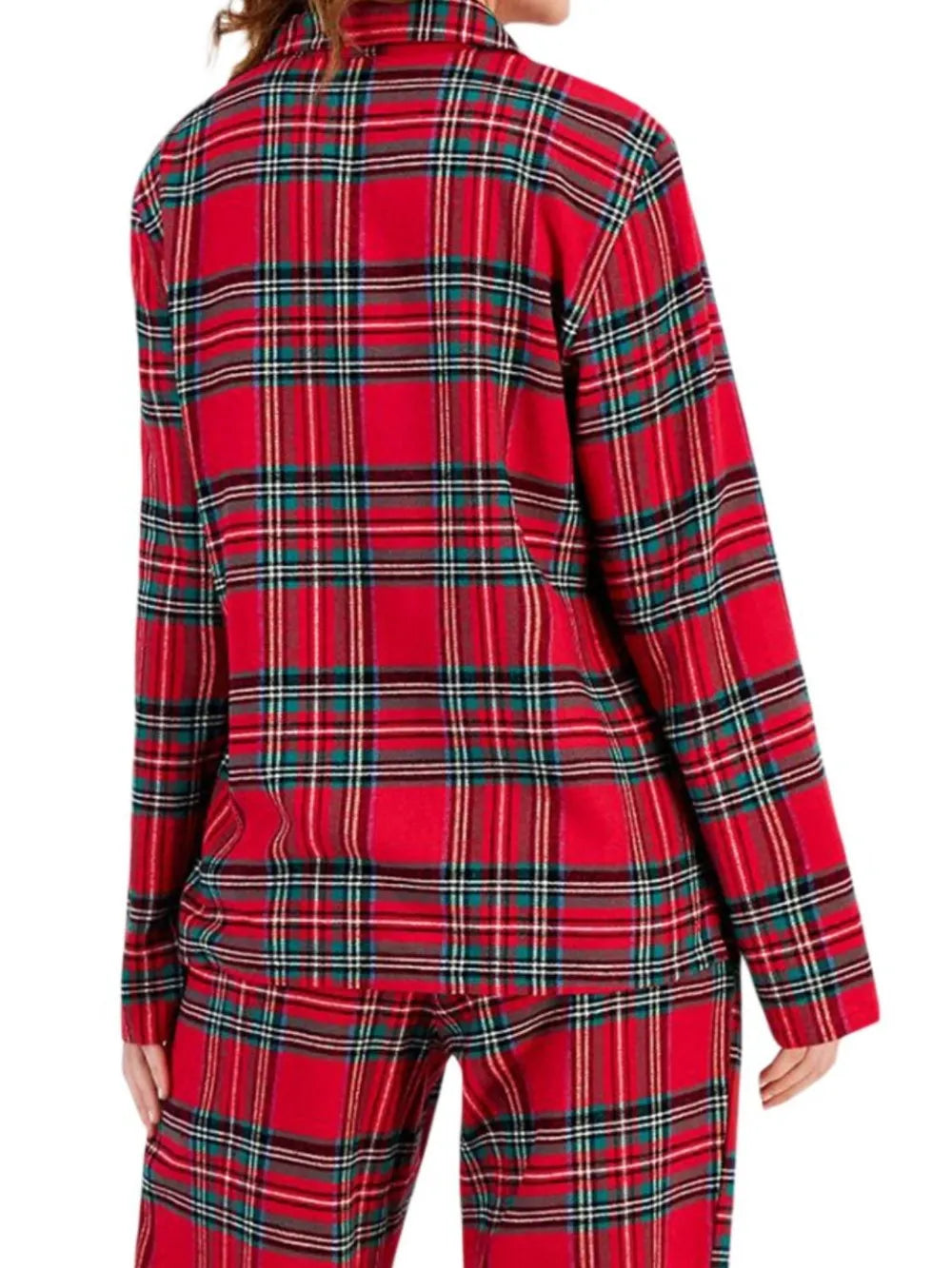 Plaid Two-Piece Lounge Set with Collared Button-Up Top and Matching Pants