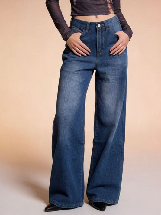 High-Waisted Wide Leg Jeans - Medium Jeans