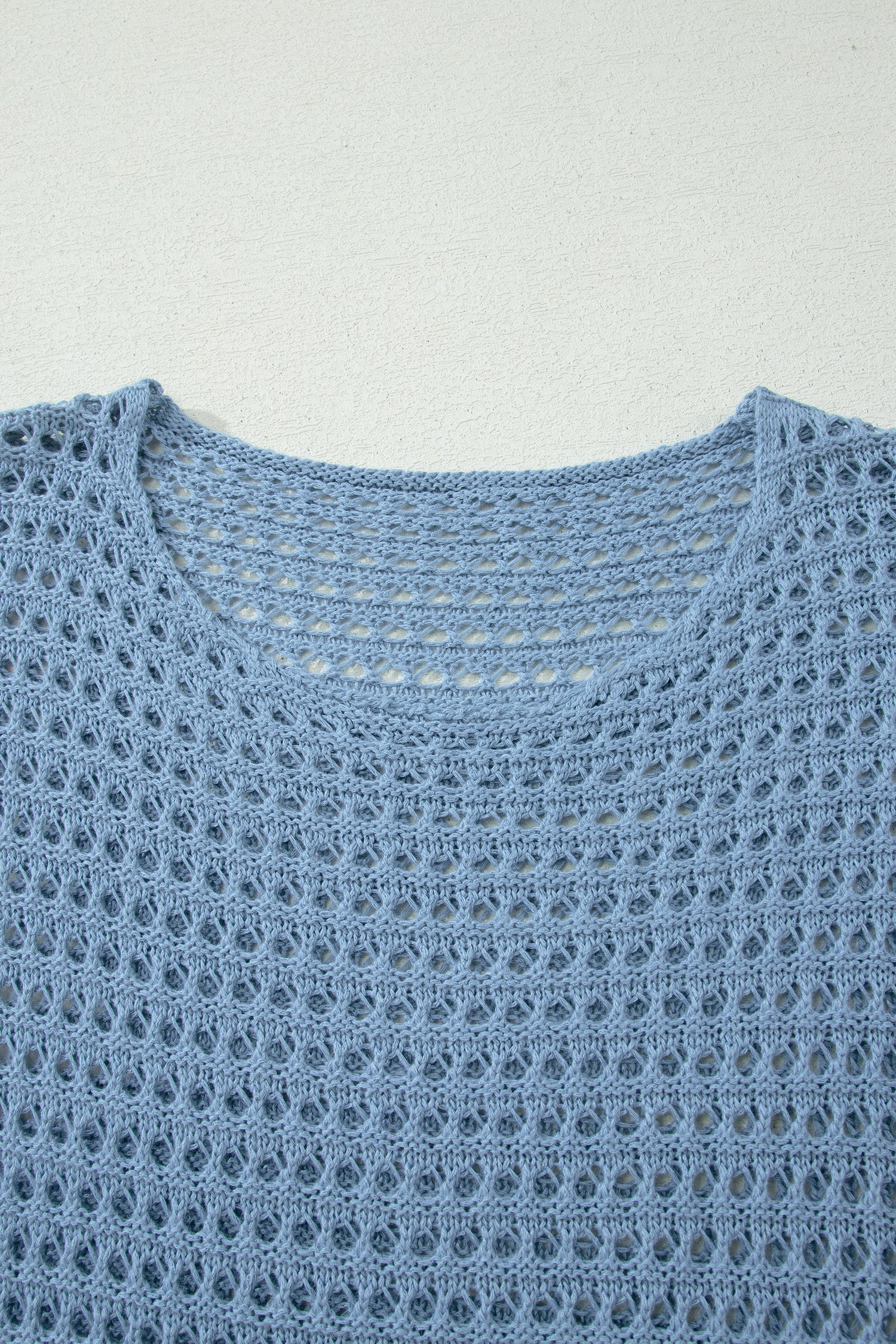 Solid Crochet Knit Long Sleeve Sweater