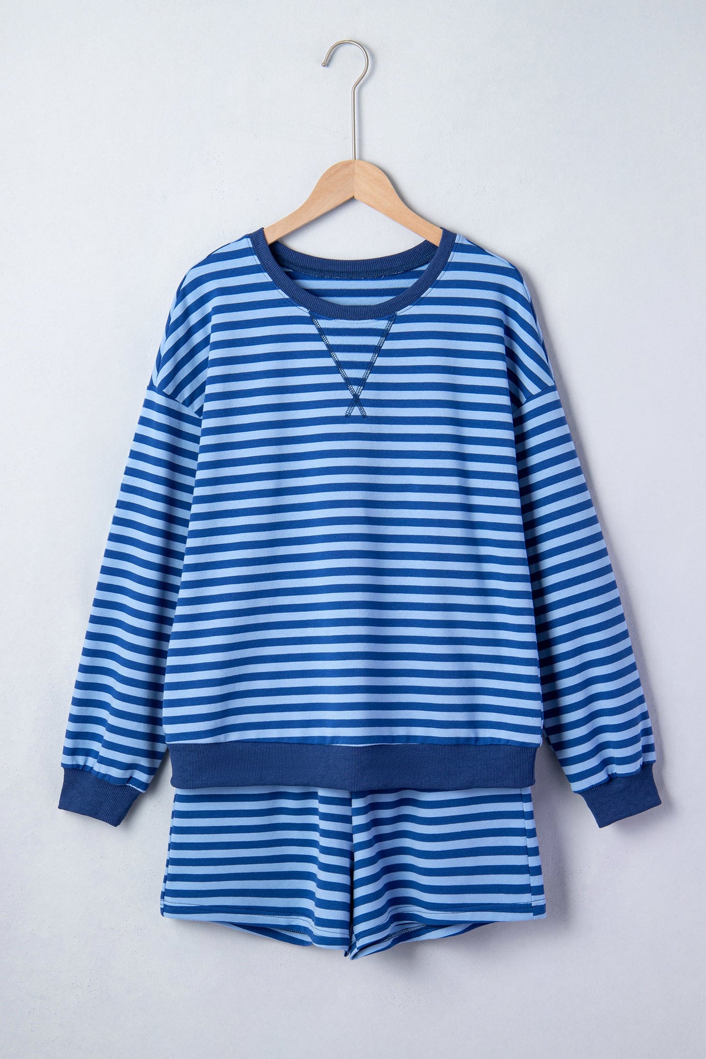 Striped Long Sleeve Top & Matching Shorts Casual Two-Piece Set — Timeless Comfortable Style - Short Sets