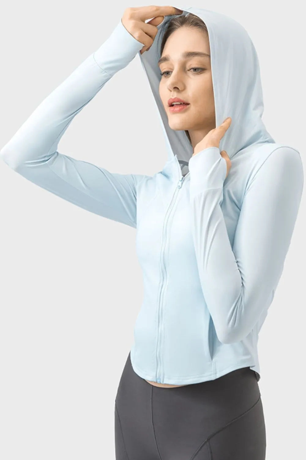 Hooded Zip Up Long Sleeve Activewear Jacket