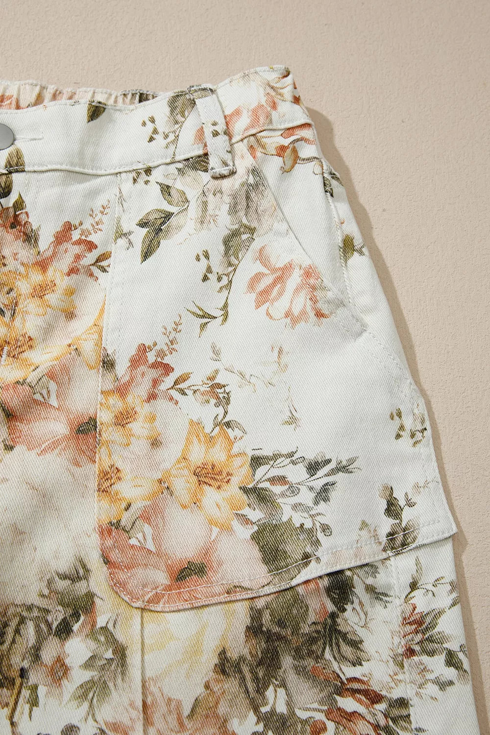 Women's Vintage Floral Print High Waist Wide Leg Jeans - Jeans