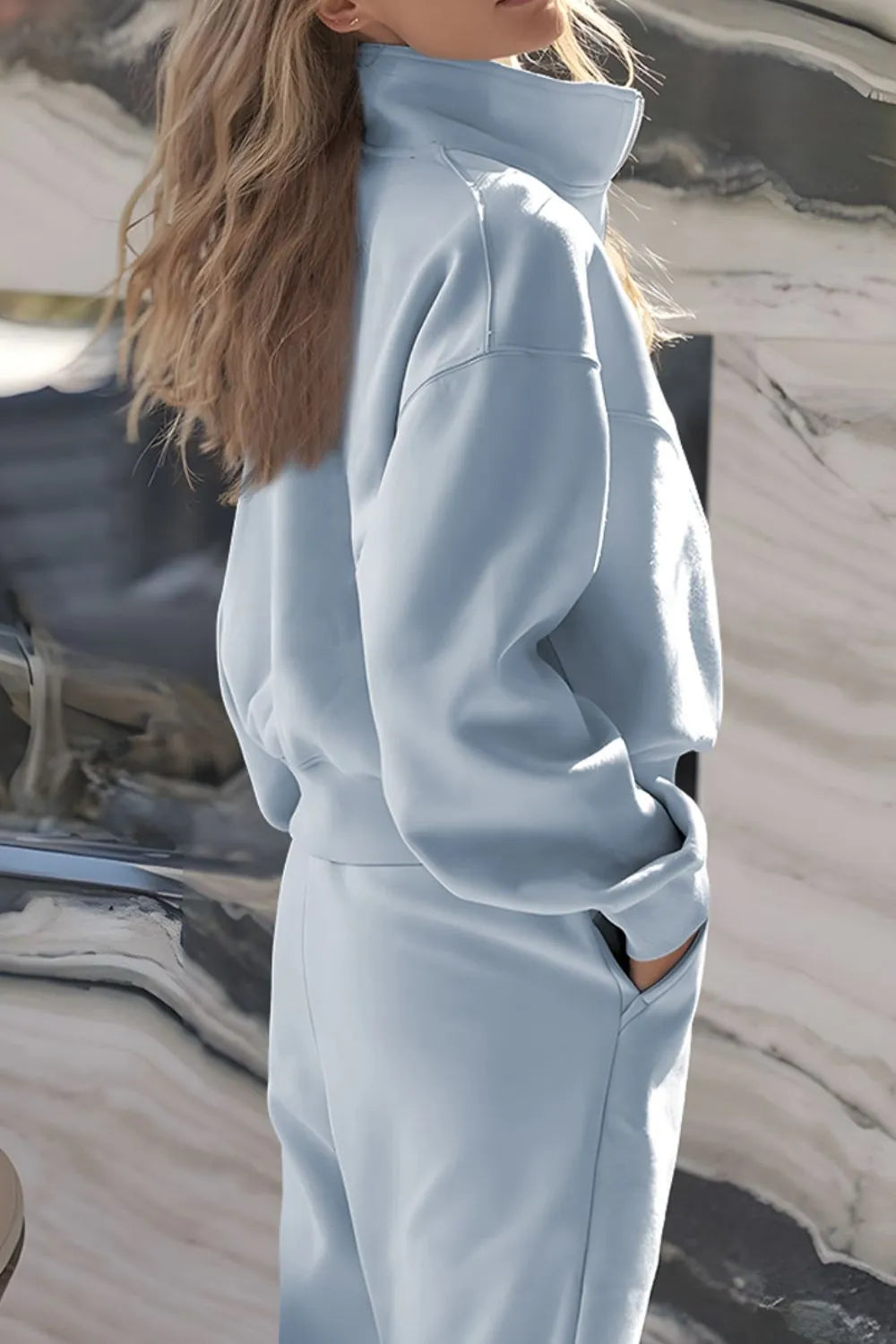 Women's Half Zip Long Sleeve Top and Joggers Set - Activewear Sets