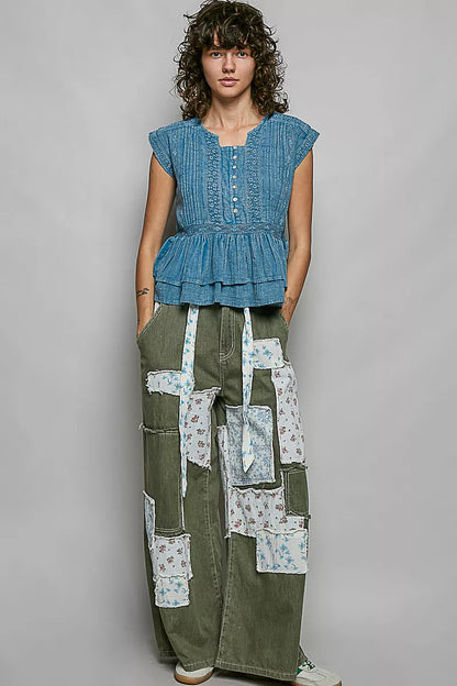 Women's Eyelet Embroidered Pintuck Cotton Blouse - Blouses