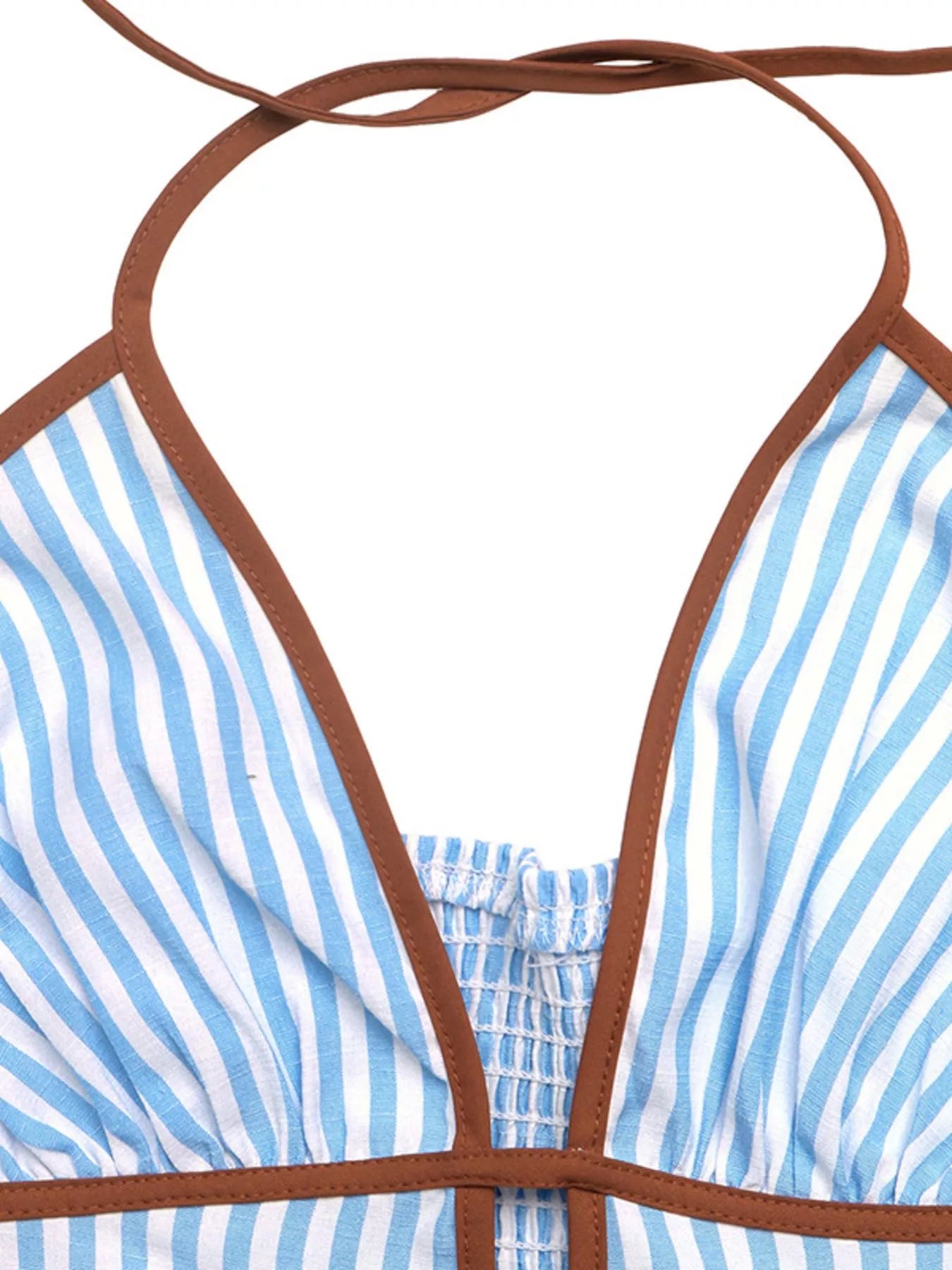Women's Smocked Striped Halter Neck Maxi Dress - Maxi Dresses