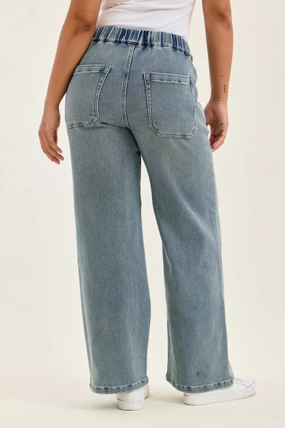 Women's High Waist Baggy Jeans, Stone Wash - Jeans