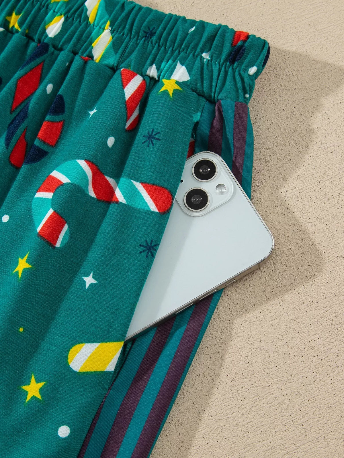 Abstract Candy Cane Print Two-Piece Lounge Set