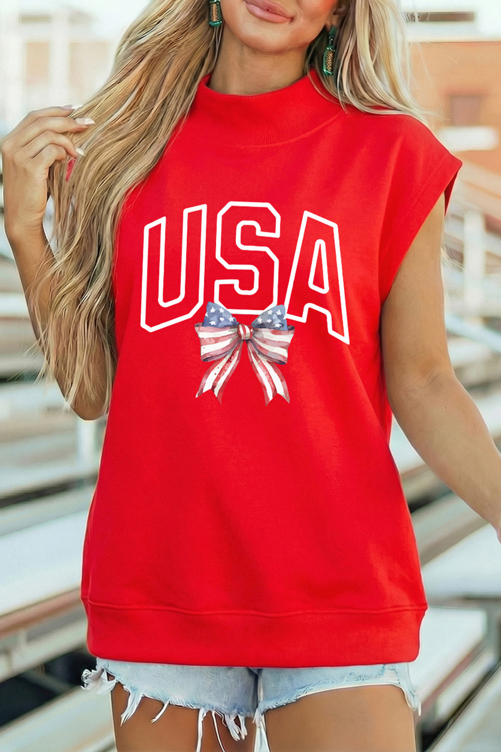 Usa Graphic Cap Sleeve Patriotic Top — Show Your Pride Casual Everyday Style - Graphic Tees