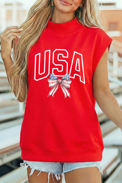 Usa Graphic Cap Sleeve Patriotic Top — Show Your Pride Casual Everyday Style - Graphic Tees