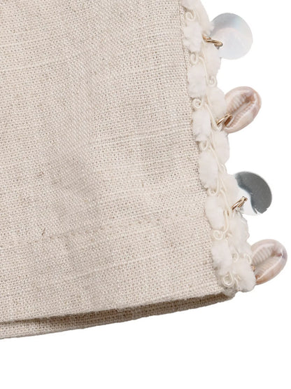 Women's Linen Blend Wide Leg Drawstring Pants - Pants