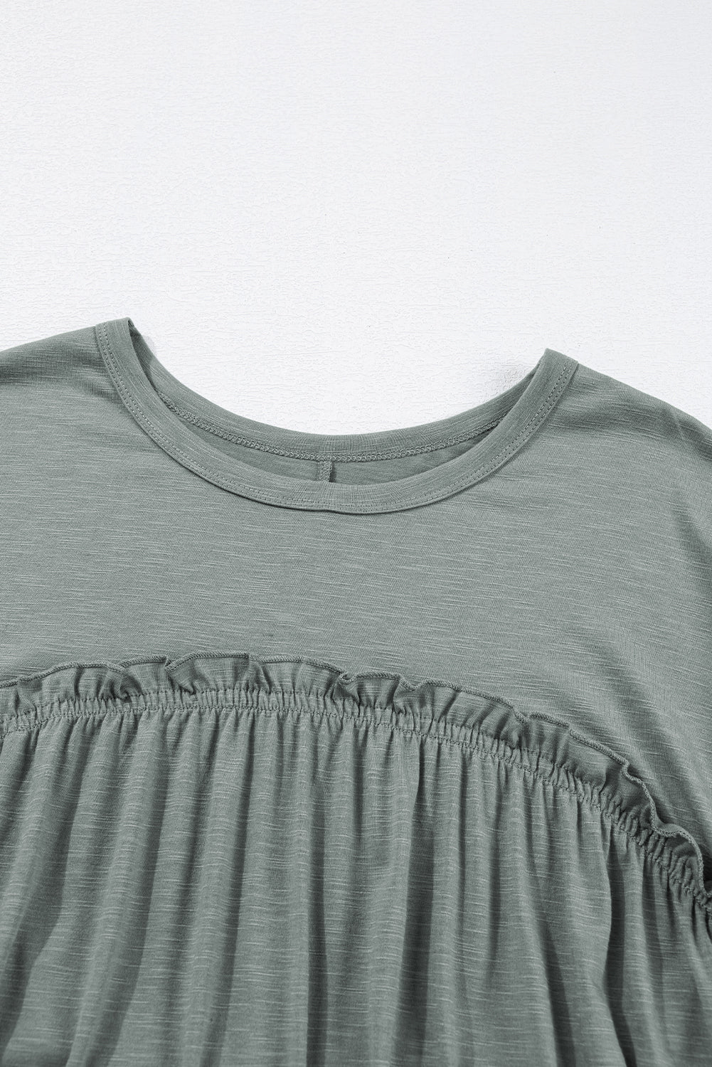 Gathered Seam Solid Casual T-Shirt Dress — Feminine Flowy Everyday Style - T Shirt Dresses