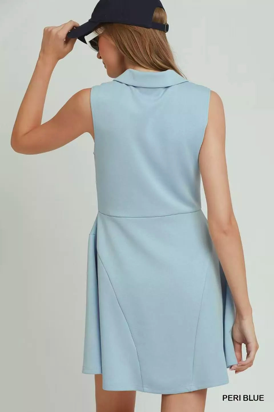 Women's Periwinkle Blue Quarter Zip Tennis Active Dress - Active Dresses