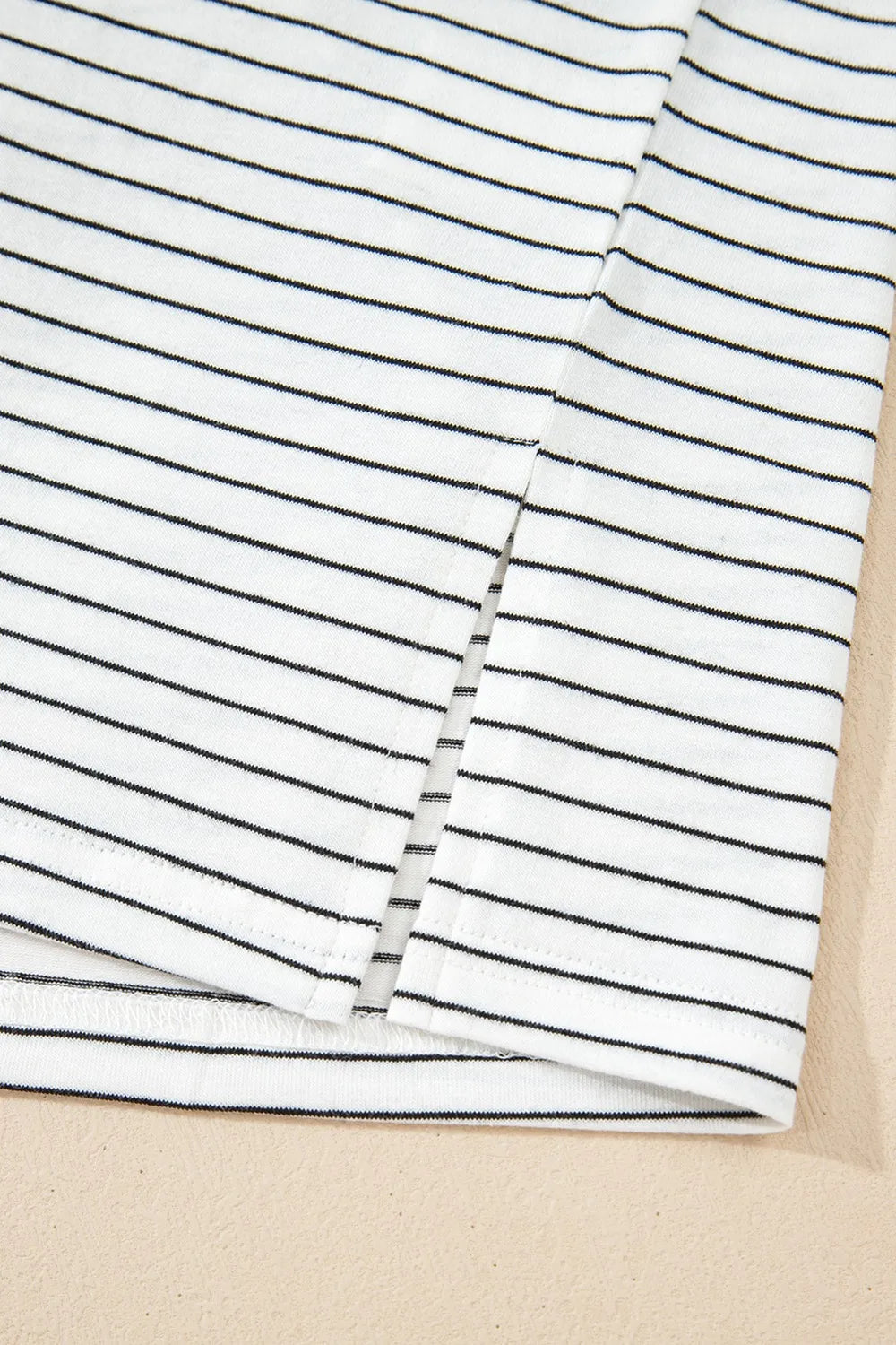 Stripe Short Sleeve Crew Neck Casual Tee With Chest Pocket - Shirts