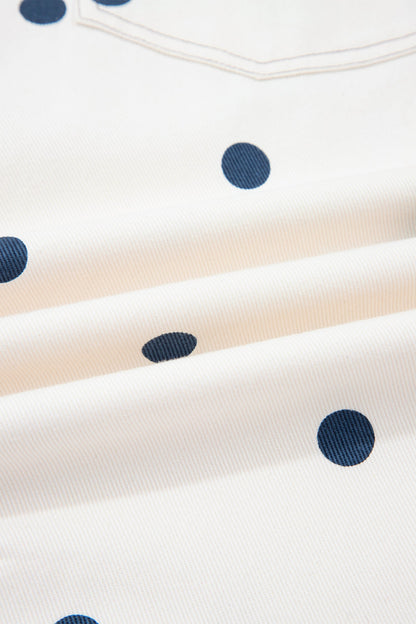 Polka Dot Denim Barrel Leg Overalls