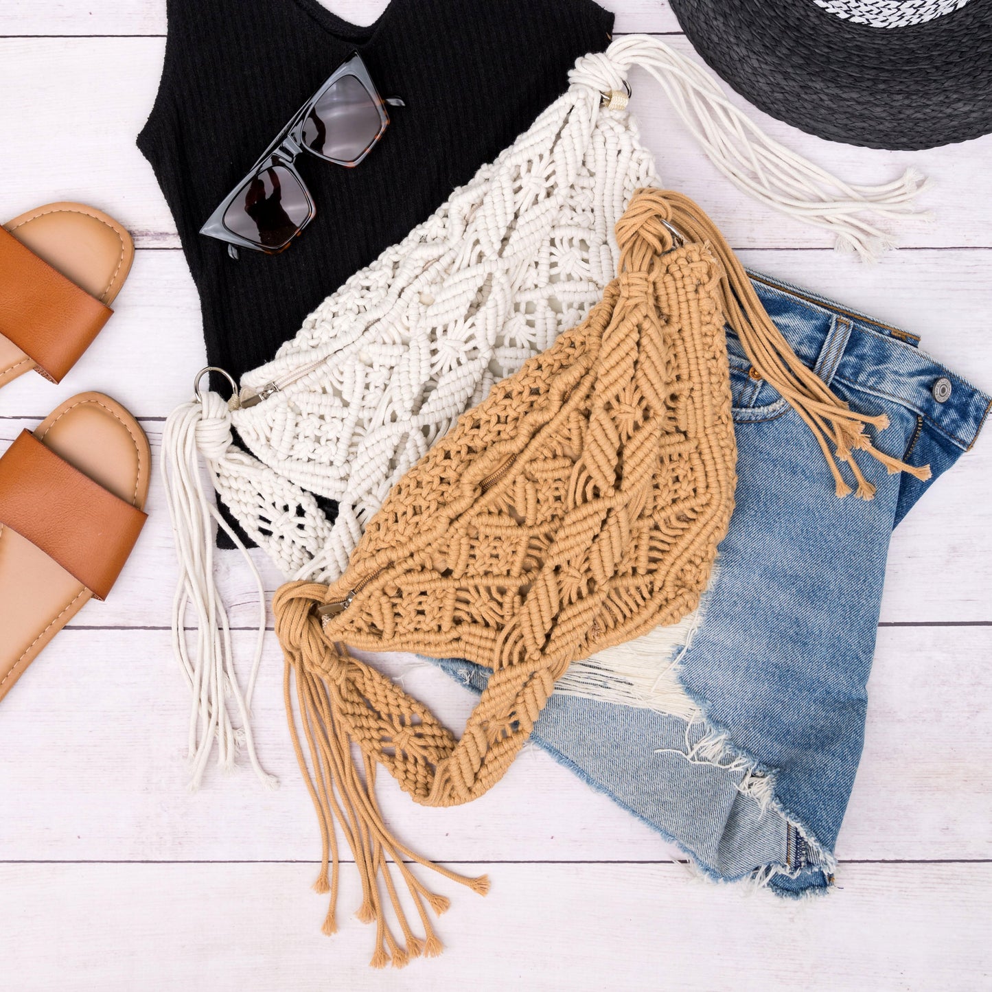 Macrame Sling Bag - Crossbody Bags