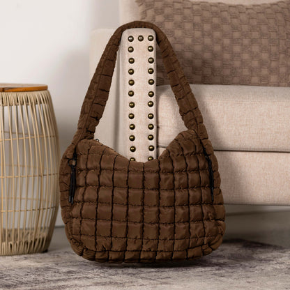 Quilted Puffer Nylon Large Everyday Tote Bag Functional Spacious Casual Style
