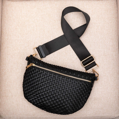 High-Texture Woven Solid Everyday Crossbody Sling Bag — Sophisticated Functional Style -