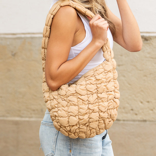 Solid Quilted Puffer Shoulder Bag - Shoulder Bags