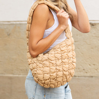 Solid Quilted Puffer Shoulder Bag - Shoulder Bags