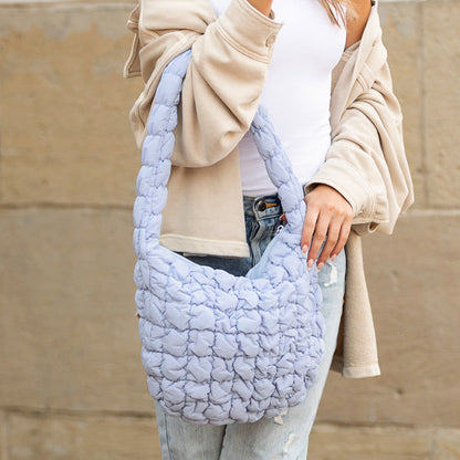 Solid Quilted Puffer Shoulder Bag - Shoulder Bags
