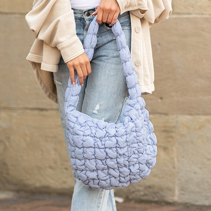 Solid Quilted Puffer Shoulder Bag - Shoulder Bags