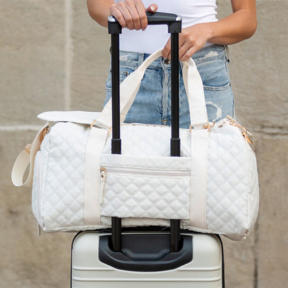 Quilted Water Resistant Vegan Leather Accent Weekend Travel Bag — Spacious Functional Style -