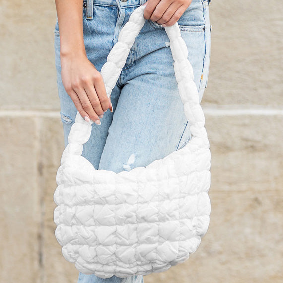Solid Quilted Puffer Shoulder Bag - Shoulder Bags