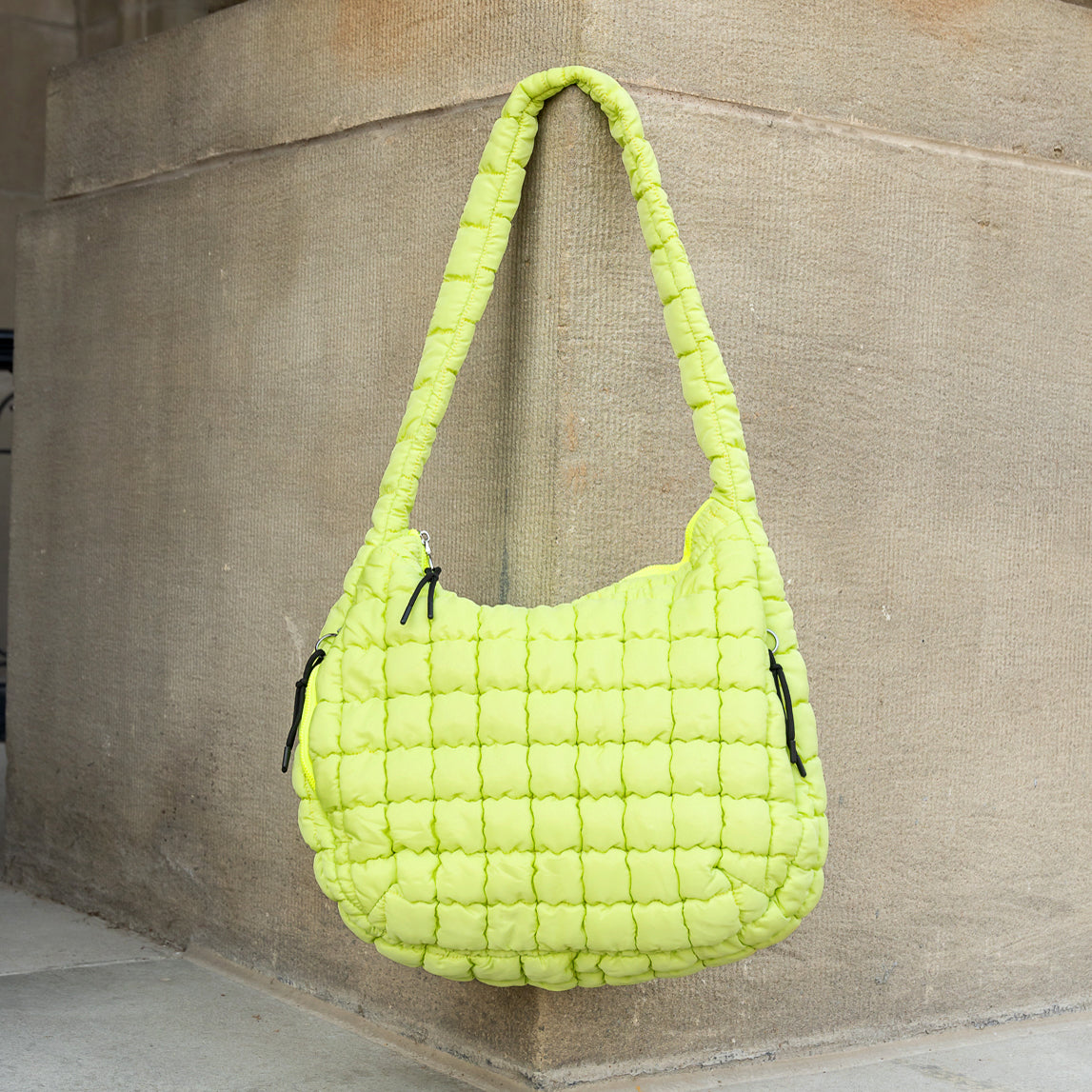 Quilted Puffer Nylon Large Everyday Tote Bag — Functional Spacious Casual Style - Citrine