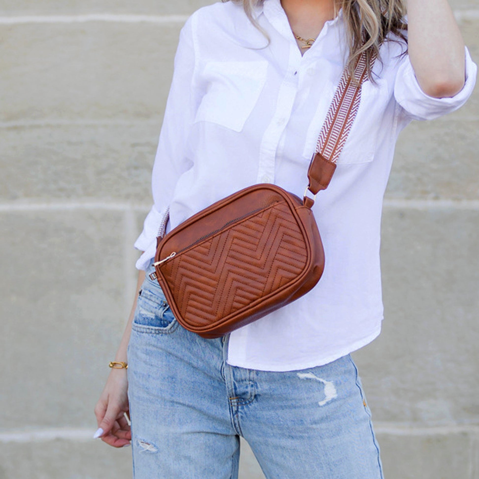 Soft Pu Leather Zip Pocket Camera Crossbody Bag — Organized Everyday Casual Style -