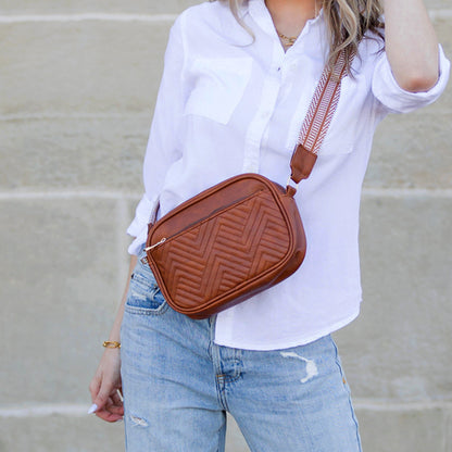 Soft Pu Leather Zip Pocket Camera Crossbody Bag — Organized Everyday Casual Style -