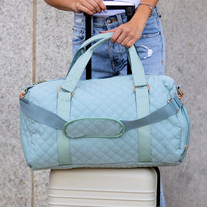 Quilted Water Resistant Vegan Leather Accent Weekend Travel Bag — Spacious Functional Style -
