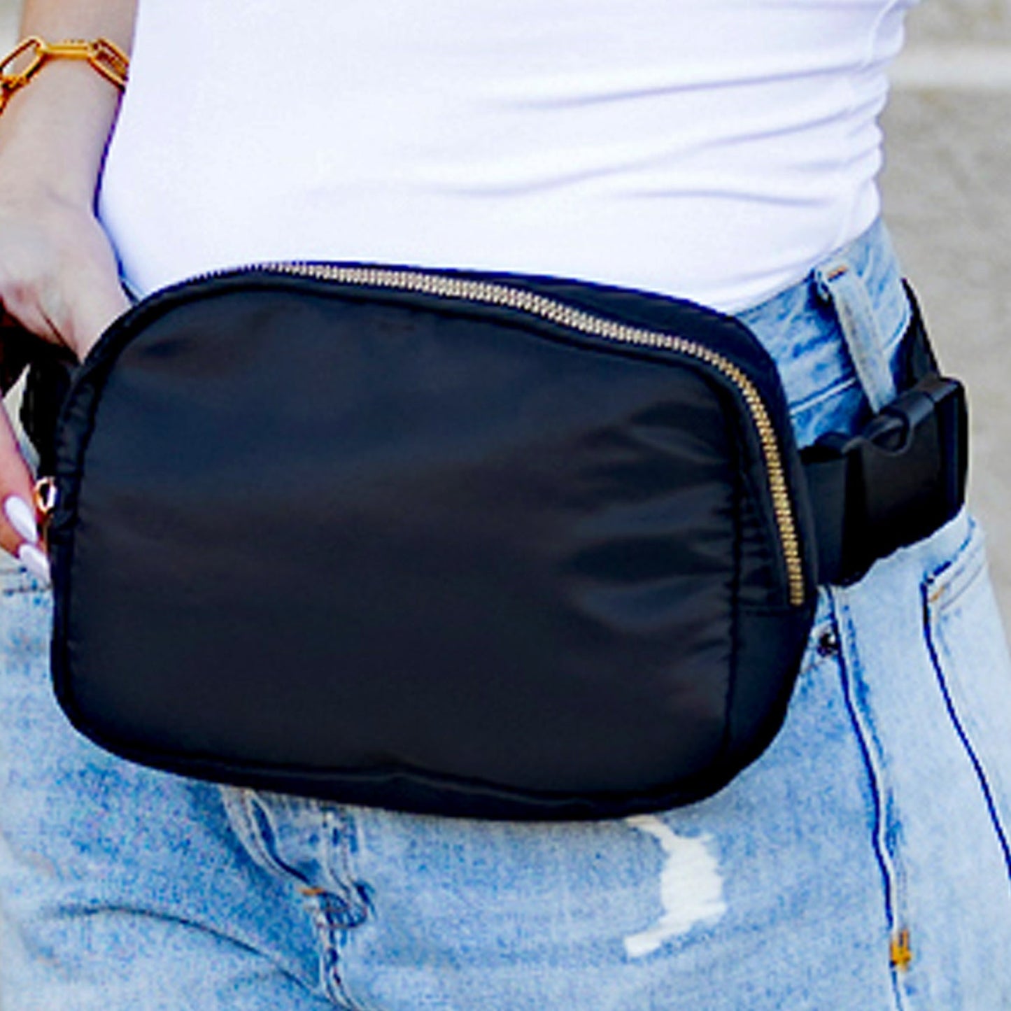 Roam 2L Oversize Nylon Sling Crossbody Belt Bum Fanny Waist Bag - Black